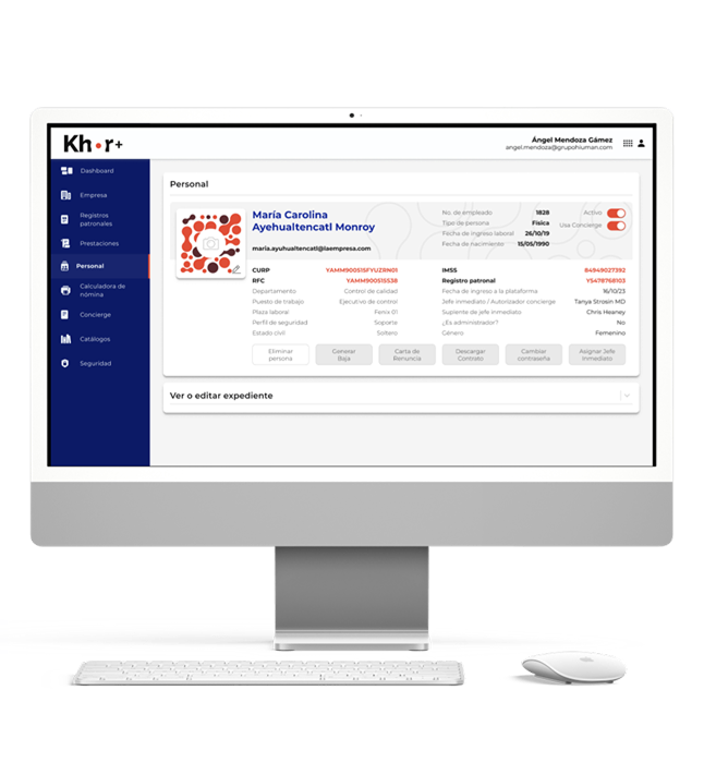 Software de recursos humanos KHOR en un iMac - HR Tech México